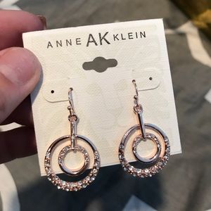 New Anne Klein Rose Gold/Diamond Inspired Earrings